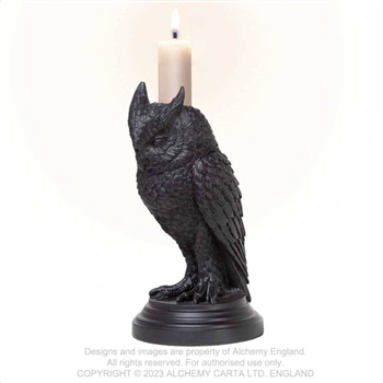 Alchemy Gothic Owl of Astrontiel Candlestick Holder