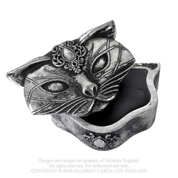 Alchemy Gothic Poly Resin Sacred Cat Trinket Box