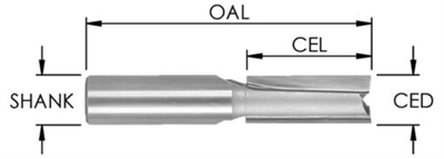 3/8" Shank, 2 Flute Straight Bit