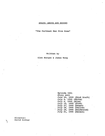 Screenplay: Space: Above And Beyond - Episode 1