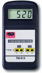 TM-914F / Two-Channel General Purpose Type K Thermocouple Thermometer Measures from 32°F to 1382°F or -40°C to 1200°C