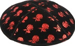 Red Foil Roses Embossed Kippot (RD96) - With Custom Imprinting
