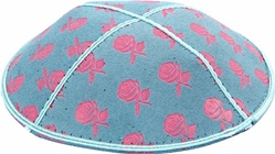 Pink Roses Foil Embossed Kippot (PK96) - With Custom Imprinting