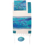 Yair Emanuel Jerusalem Tallit Set Turquoise