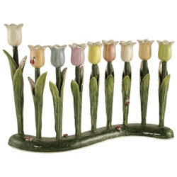 Multi-colored Pastels Tulip Menorah by Quest