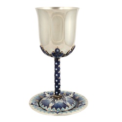Zigzag Border Kiddush Cup with Tray ( by Quest)