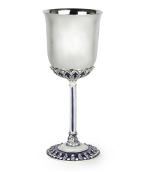 Laurel Kiddush Cup with Blue Enamel by Quest