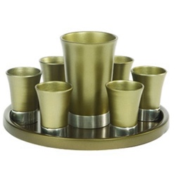 Anodized Aluminum Kiddush Cup Set by Emanuel