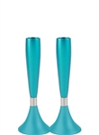 Anodized Aluminum Candlesticks - Turquoise by Emanuel