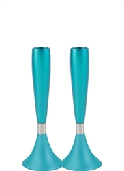 Anodized Aluminum Candlesticks - Turquoise by Emanuel