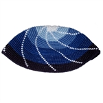 Blue Swirl Bucharian Style Knit Kippah