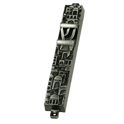 Pewter Jerusalem Mezuzah Case