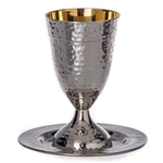 Hammered Kiddush Cup and Plate