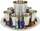 Hammered Nickel Kiddush Cup Set by Emanuel