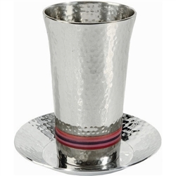 Hammered Kiddush Cup and Plate - Reds by Emanuel