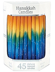 Deluxe Tapered Multi Tri-Colored Hanukkah Candles