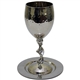 Hammered Nickel Kiddush Cup with Tray