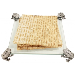 Frog Glass Matzah Tray