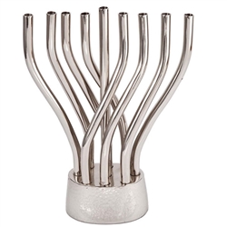 Rotating Menorah with Hammered Base by Emanuel