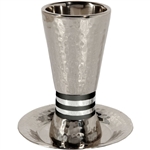 Hammered Kiddush Goblet and Plate - Black/Silver by Emanuel