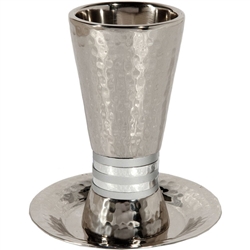Hammered Kiddush Goblet and Plate - Silvers by Emanuel