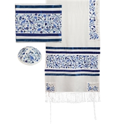 Embroidered Matriarch Tallit - Blue
