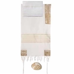 Embroidered Cotton Tallit - Jerusalem Gold