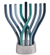 Rotating Menorah in Blues with Hammered Base by Emanuel