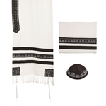Yair Emanuel Embroidered Tallit - Black Stripe