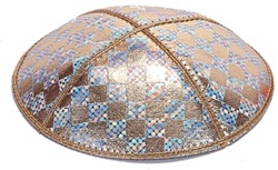 Bulk Leather Foil Embossed Kippot (FL110) - With Custom Imprinting