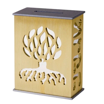 Tree of Life Tzedakah Box - Gold