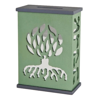 Tree of Life Tzedakah Box - Green