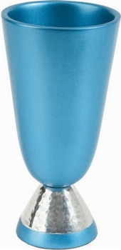 Anodized Aluminum Kiddush Cup with Hammer Work  - Turquoise