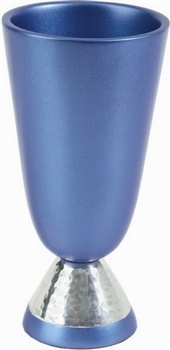 Anodized Aluminum Kiddush Cup with Hammer Work  - Blue