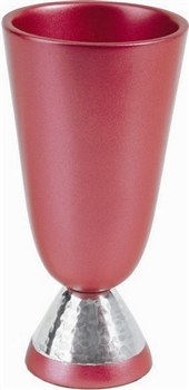 Anodized Aluminum Kiddush Cup with Hammer Work  - Red