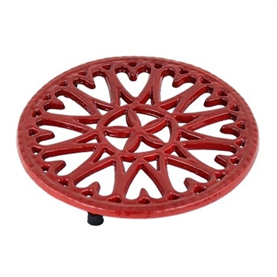 Minuteman 7â€³ Sunburst Cast Iron Red Trivet C-33R