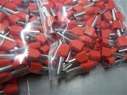 2 x 18 AWG Twin Entry Wire Ferrules RED 1000 PCS