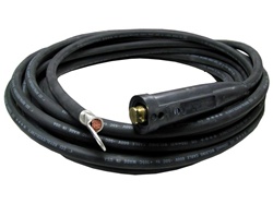 50' 1/0 EXCELENE WELDING CABLE LEAD WITH TWECO MPC MALE QUICK DISCONNECT W/ 1/2" COPPER TINNED LUG