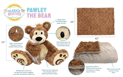 Pawley the Bear Blankie Bestie 2-in-1 Blanket & Plush