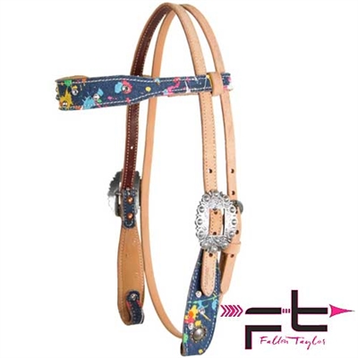 Fallon Taylor Dynamic Edge Denim Splatter Browband Headstall