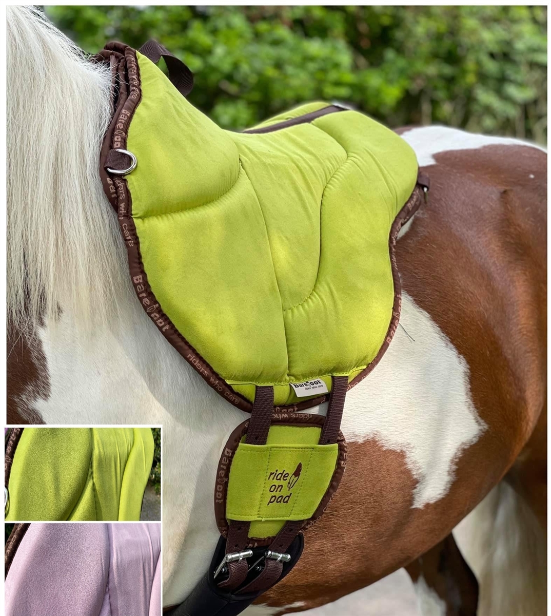 Barefoot Physio Ride-On Bareback Pads Colors Kiwi and Old Rose