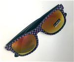 Purple checkered wayfarer sunglasses
