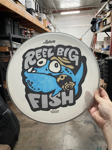 Hand-painted drumhead: Silly Fish v1