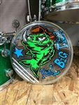 Hand-painted drumhead: Mean Fish v2