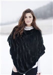 Fabulous Furs Onyx Mink Couture Faux Fur Poncho