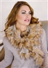 Fabulous Furs Taupe Faux Fur-Trimmed Knit Ruffle Scarf