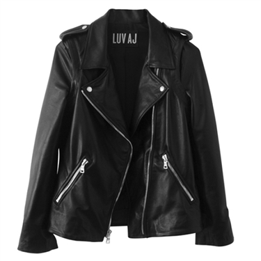 Luv Aj Leather Moto Jacket in Plain Lambskin with Chrome Hardware