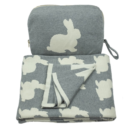 Pink Lemonade Bunny Grey - Diaper Bag + Baby Blanket + Burp Cloth