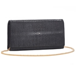 VIVO Solid Color Genuine Shagreen Perfect Clutch with Chain