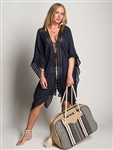 Muche et Muchette Flavia Fringe Duffle - Natural/Dark Navy